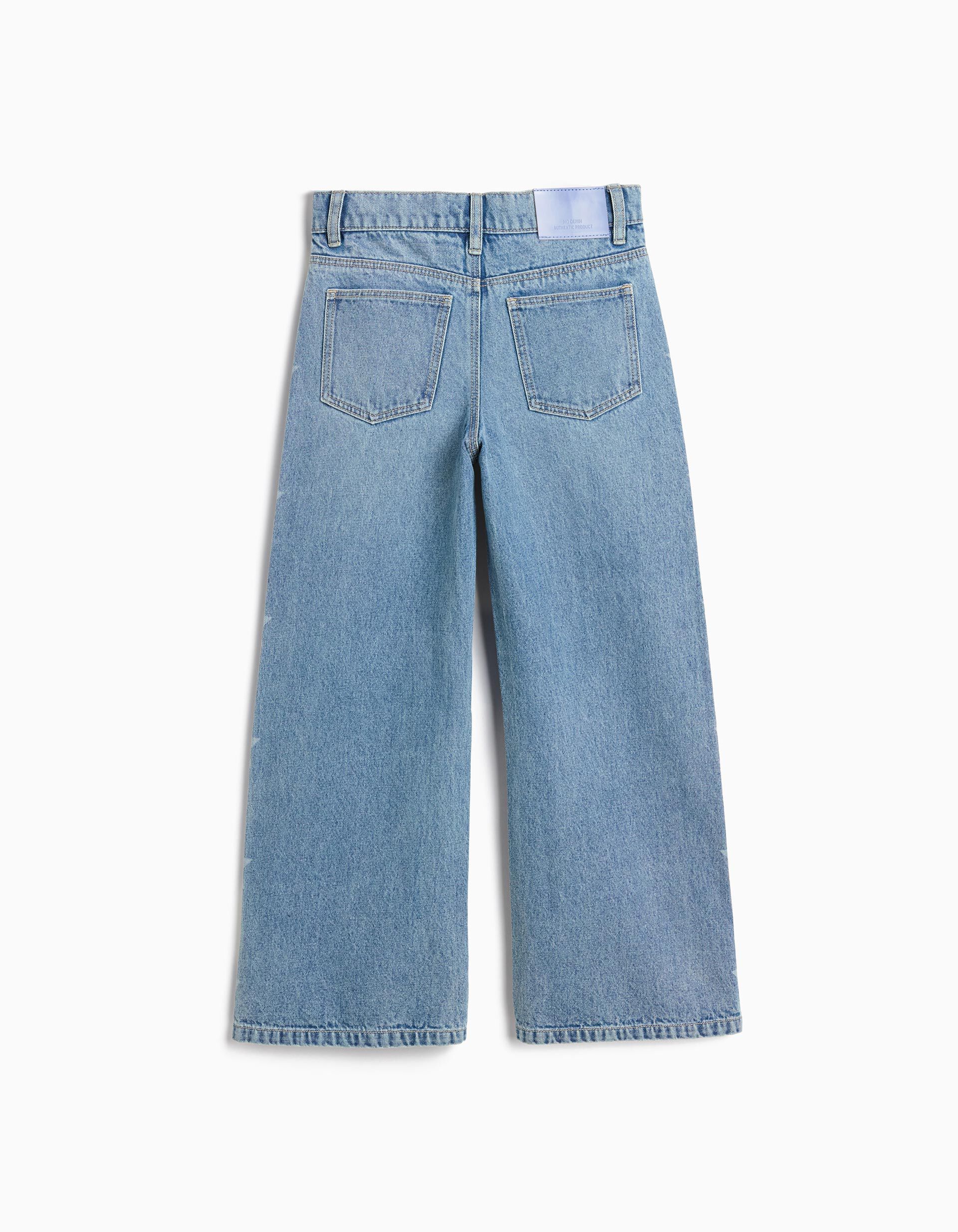 Comprar Online Cal&ccedil;as de Ganga 'Wide Leg' Estrelas, Menina, Azul Claro