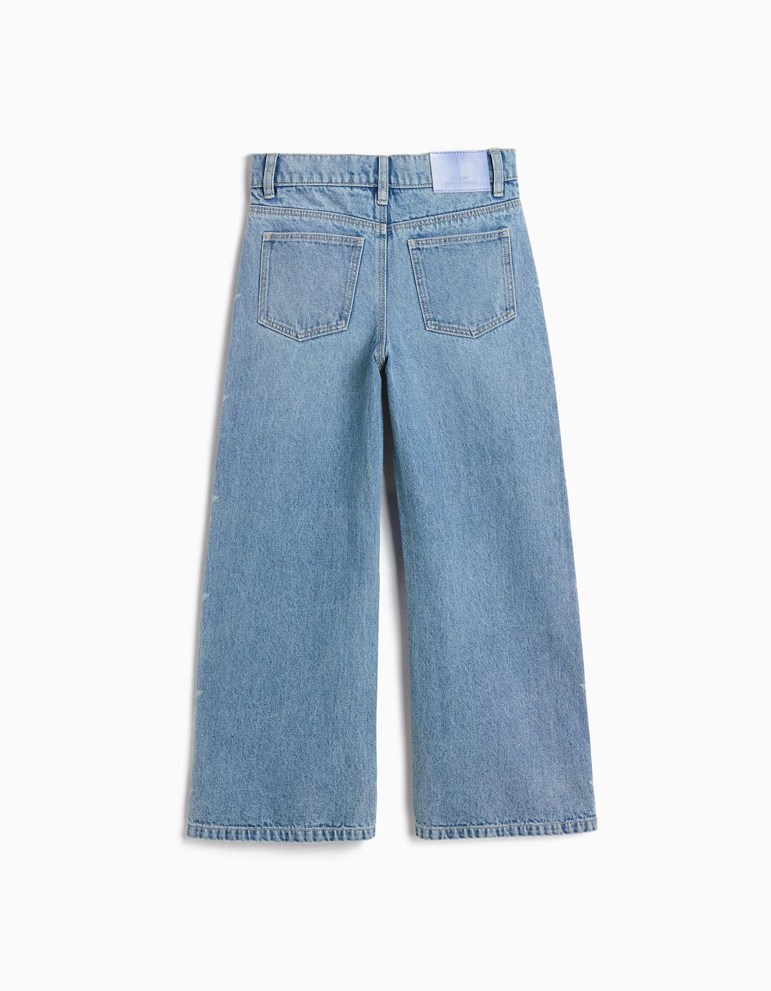 Cal&ccedil;as de Ganga 'Wide Leg' Estrelas, Menina, Azul Claro