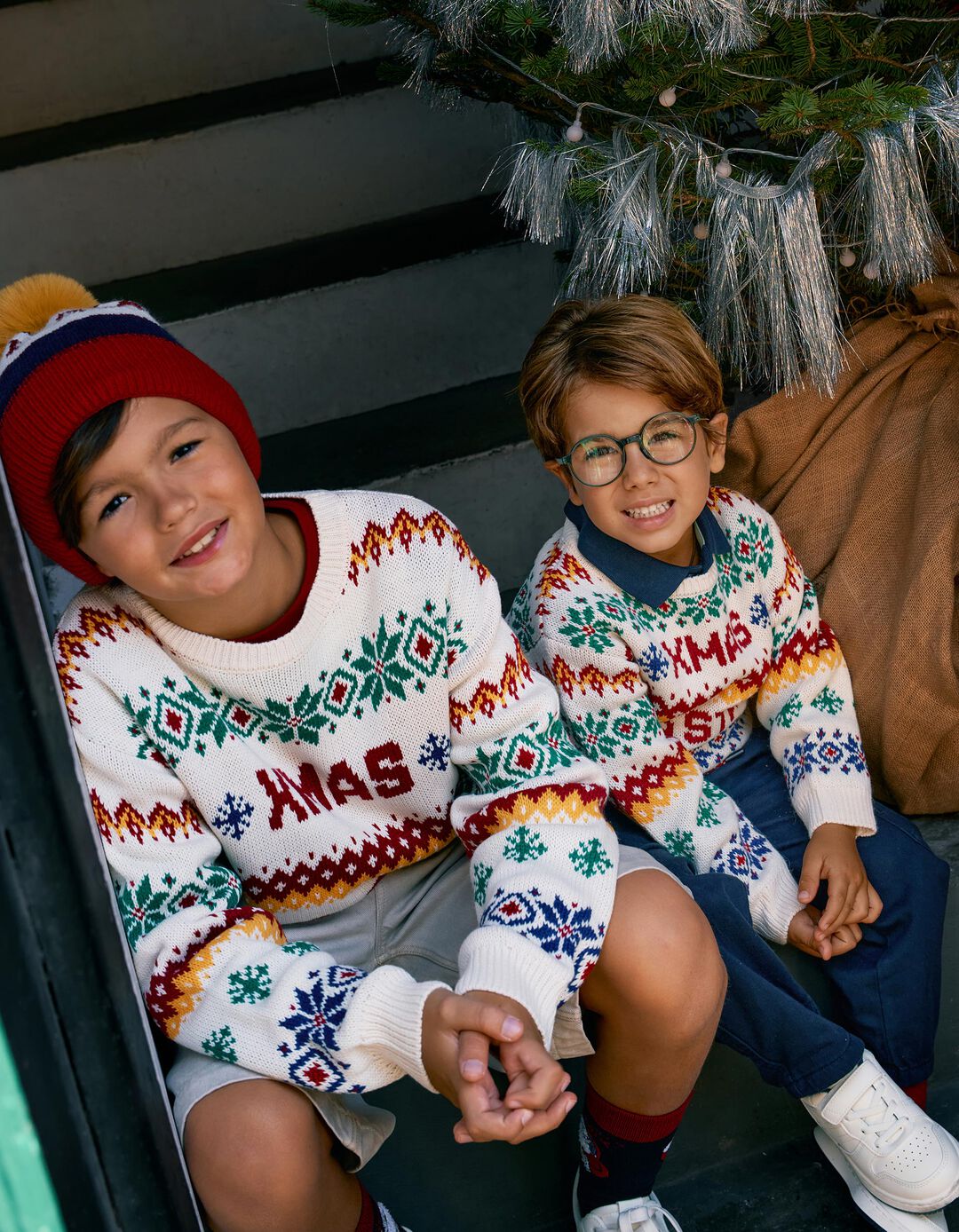 Camisola De Malha De Natal, Menino, Cru