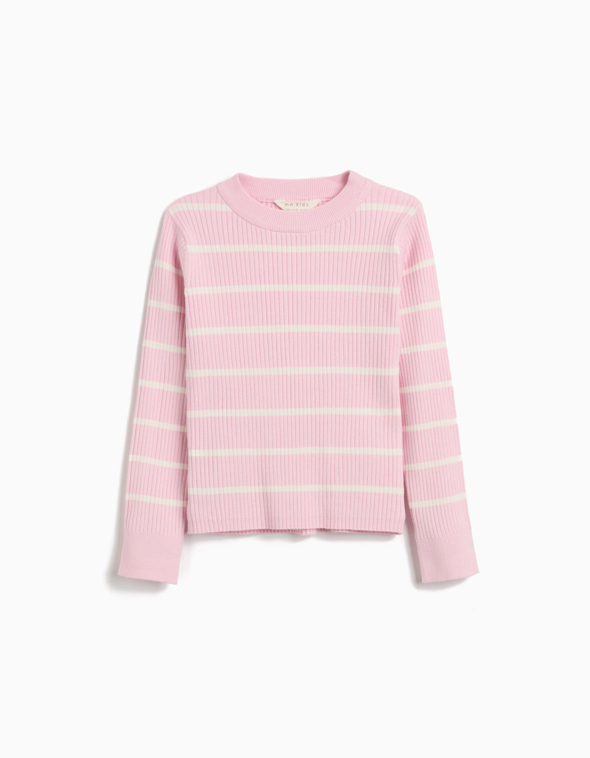Comprar Online Camisola de Malha Riscas, Menina, Rosa Claro