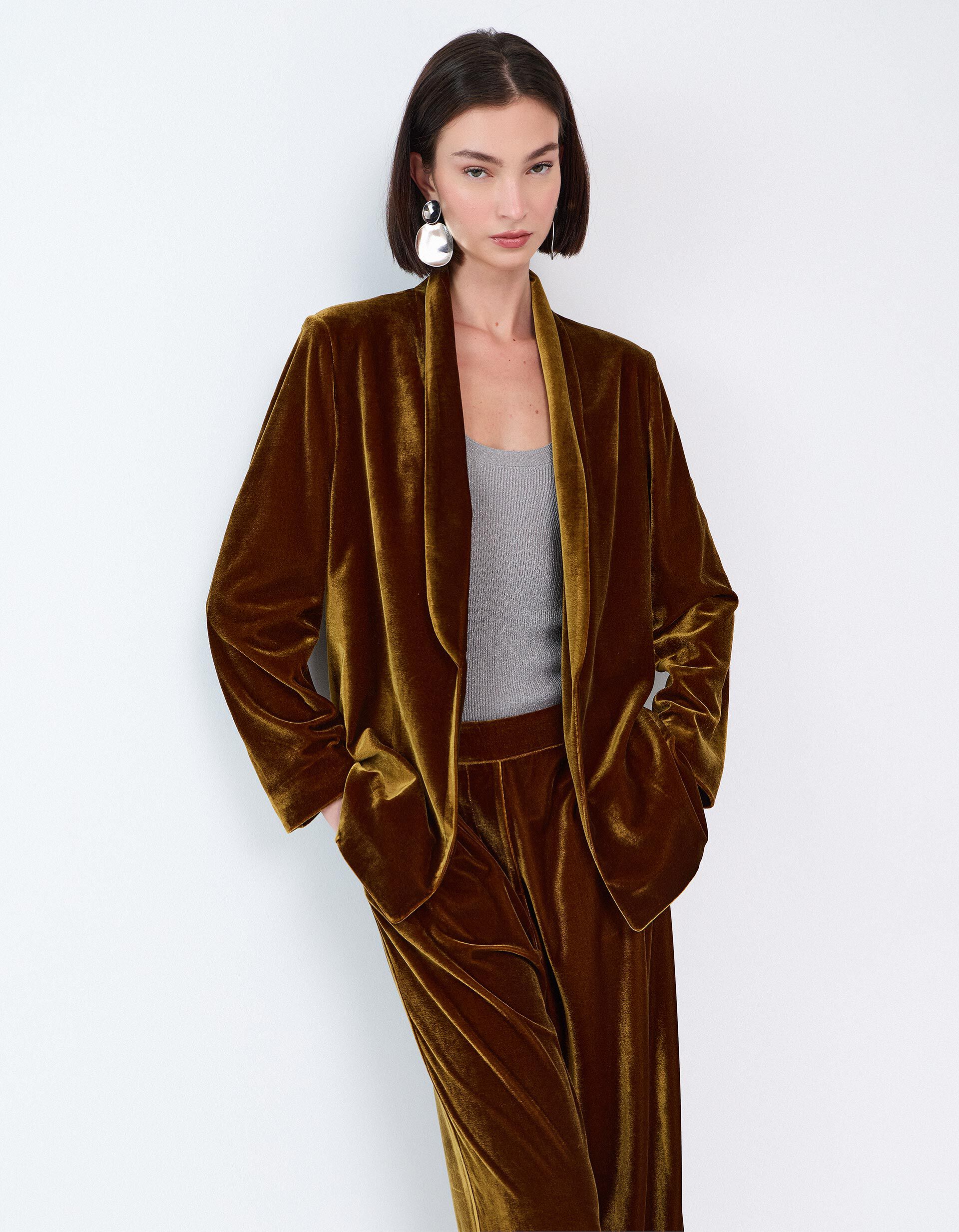 Comprar Online Blazer Em Veludo, Mulher, Dourado