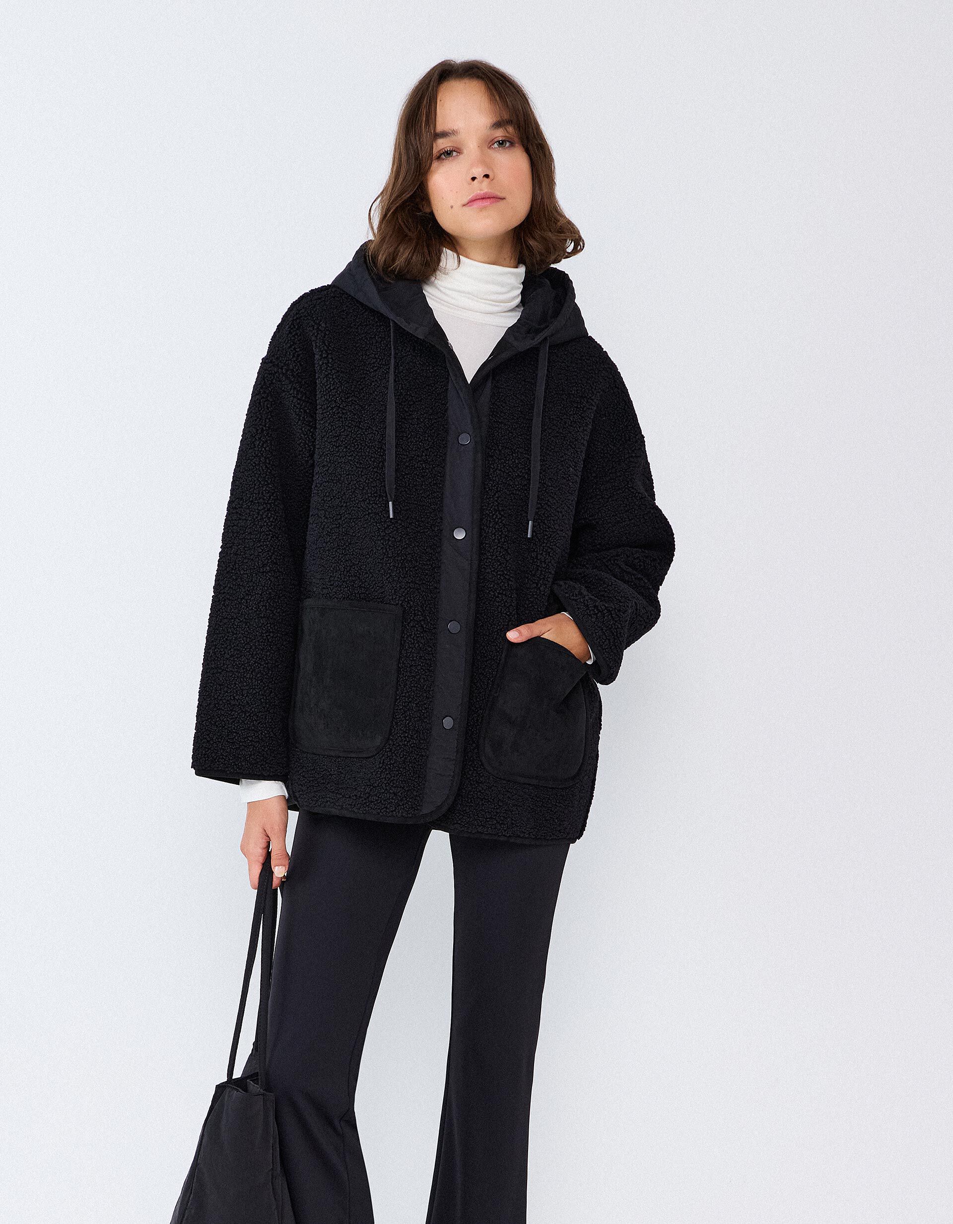 Comprar Online Casaco Efeito Sherpa, Mulher, Preto