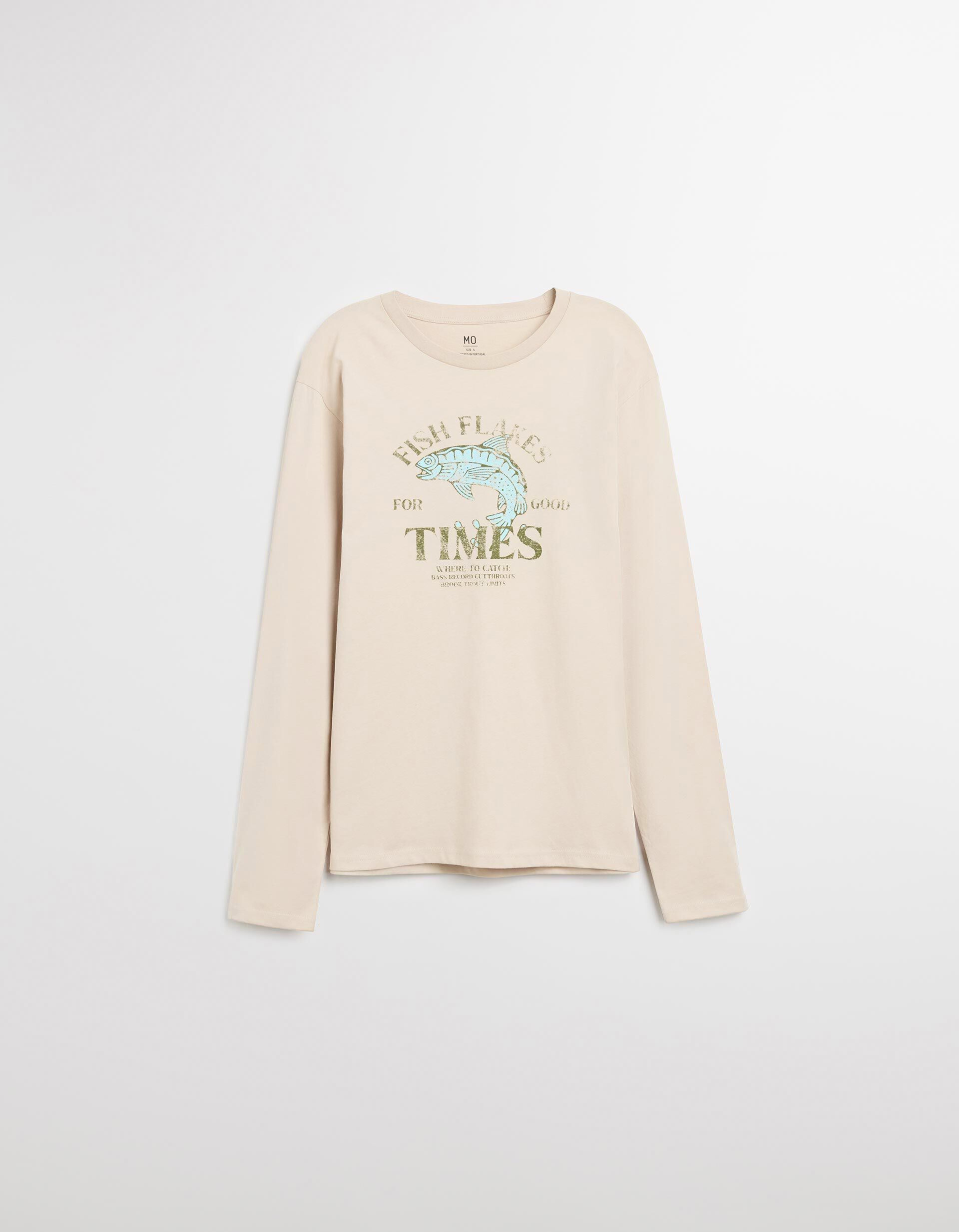 Comprar Online T-shirt Manga Comprida, Homem, Bege Claro