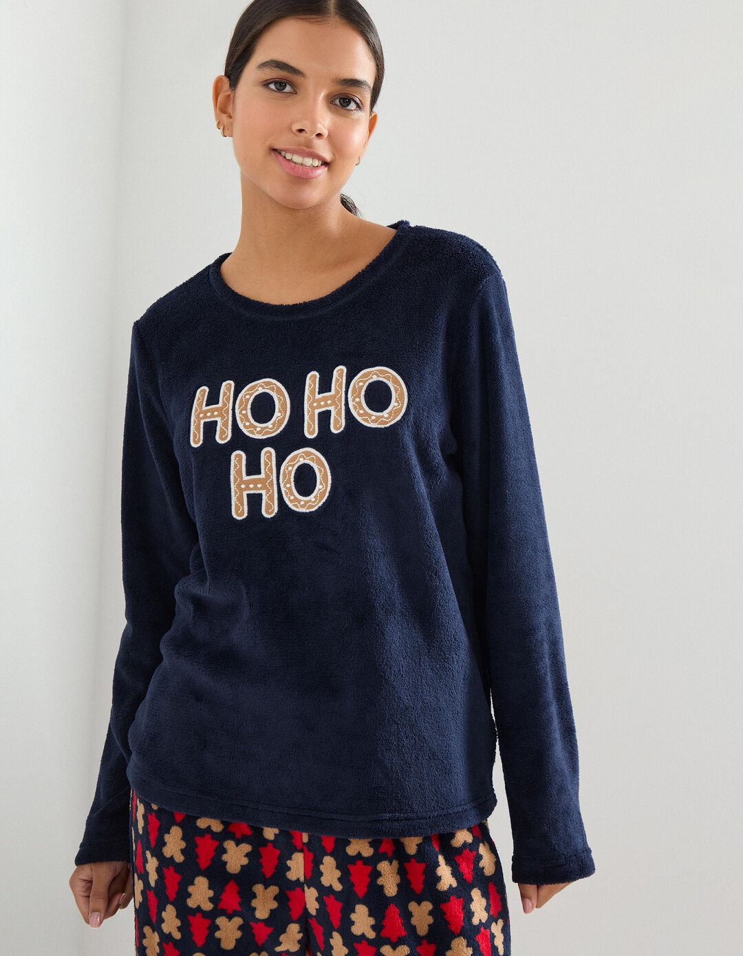 Pijama Polar de Natal, Mulher, Azul Escuro