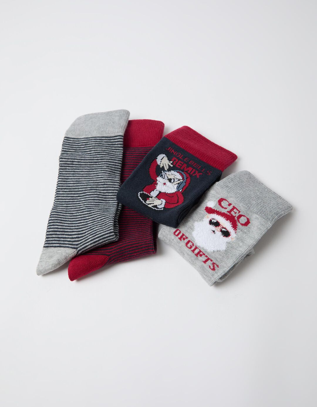 Pack 4 Pares De Meias De Natal, Homem, Vermelho Escuro