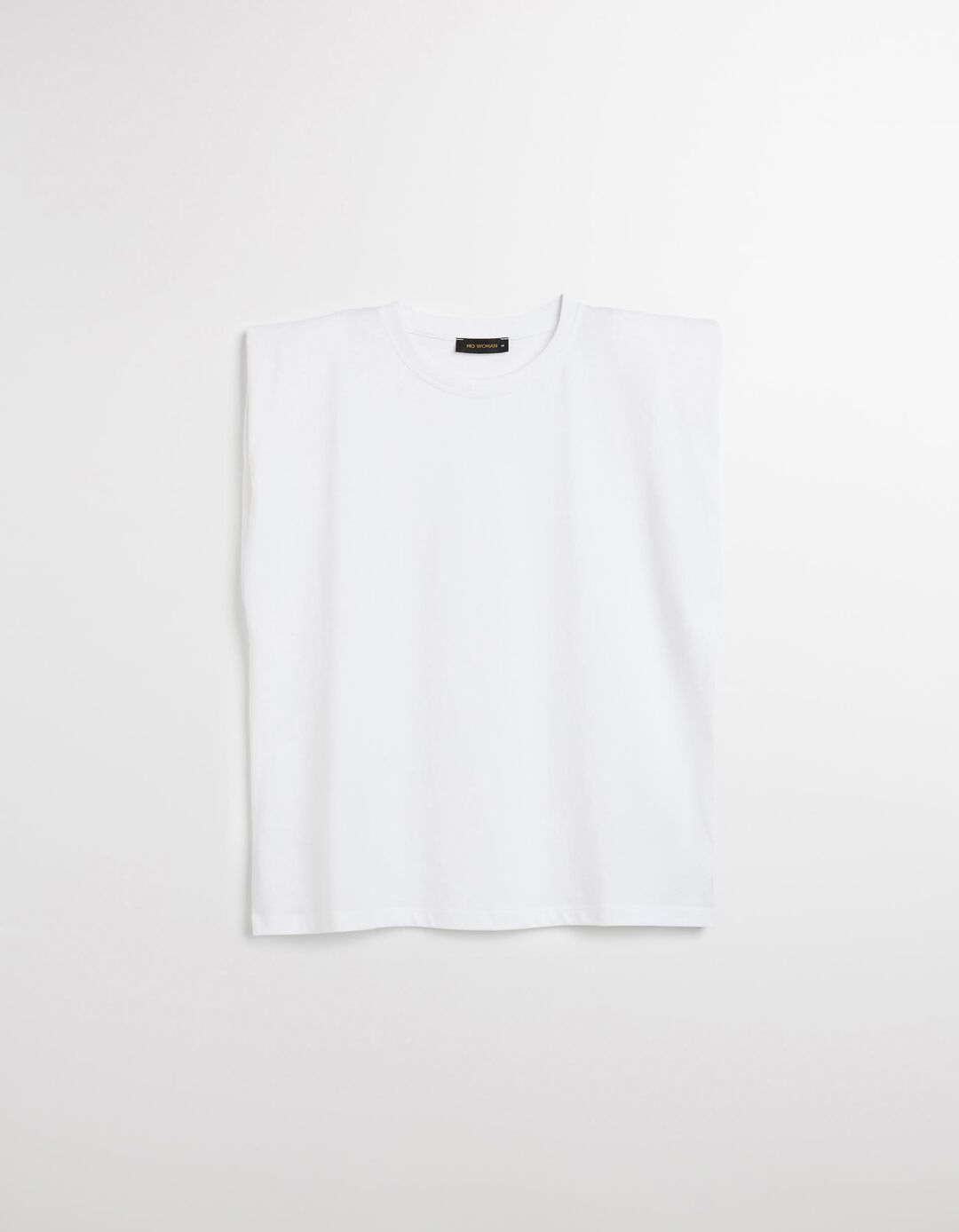 T-shirt com Ombreiras, Mulher, Branco