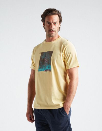 T-shirt Estampado Surf, Homem, Cinzento Claro