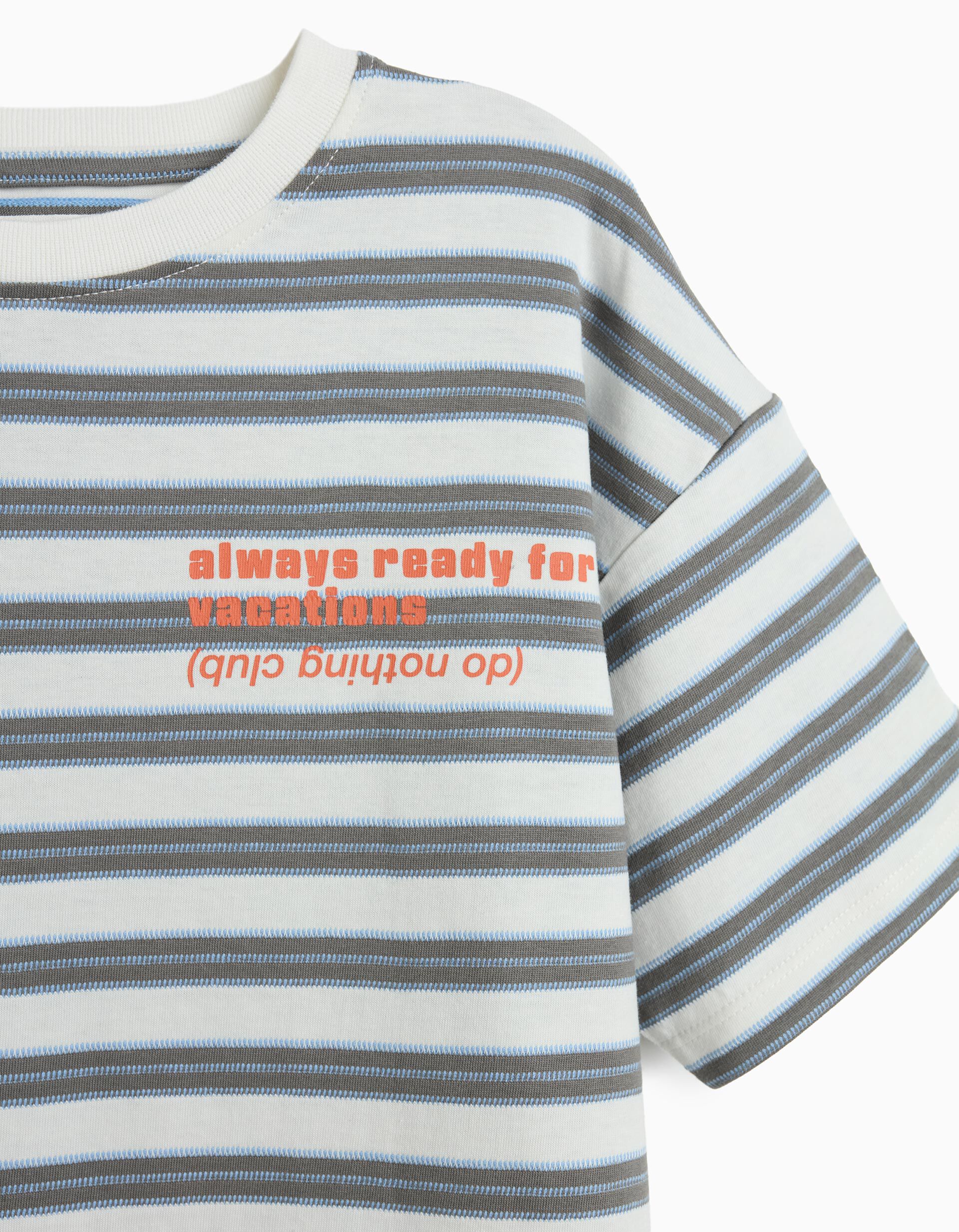 Comprar Online T-shirt &agrave;s Riscas, Menino, Cinzento