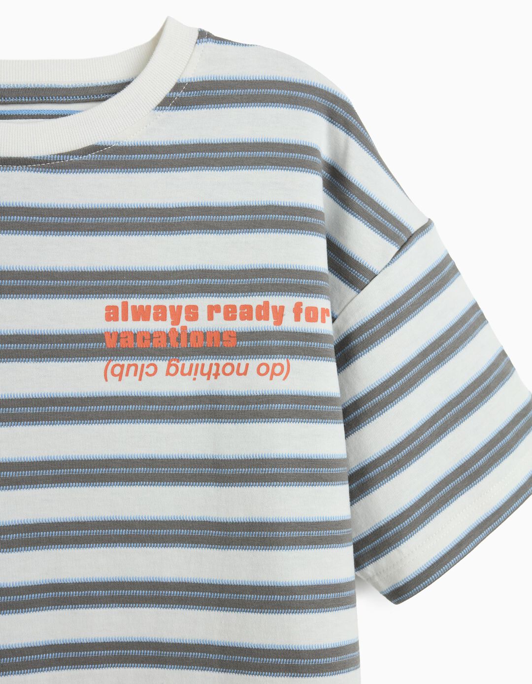 T-shirt &agrave;s Riscas, Menino, Cinzento