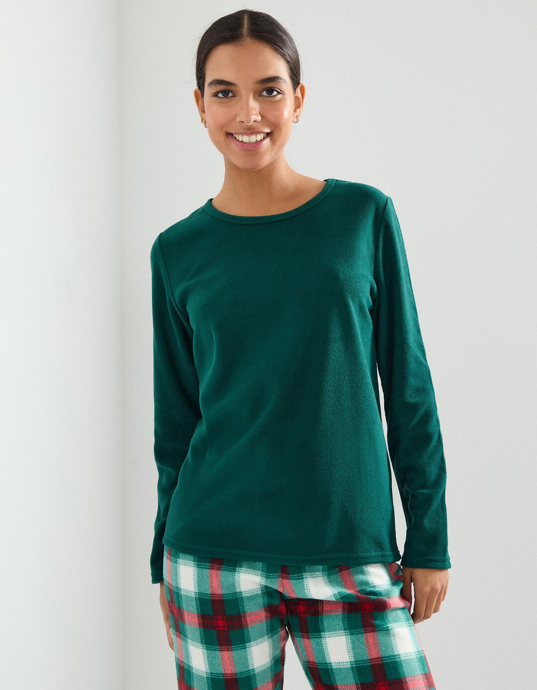 Pijama Polar Natal, Mulher, Verde Escuro 