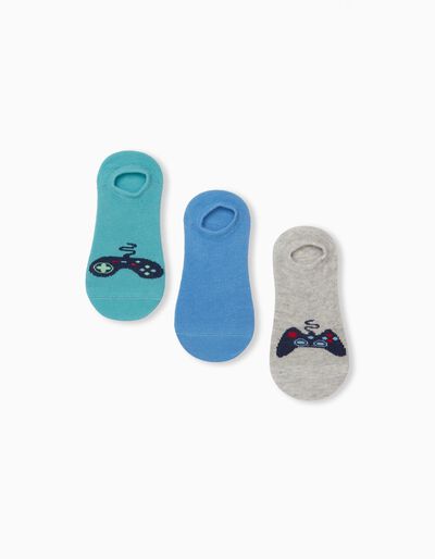 3 Pairs of Invisible Socks Pack, Boys, Multicolour