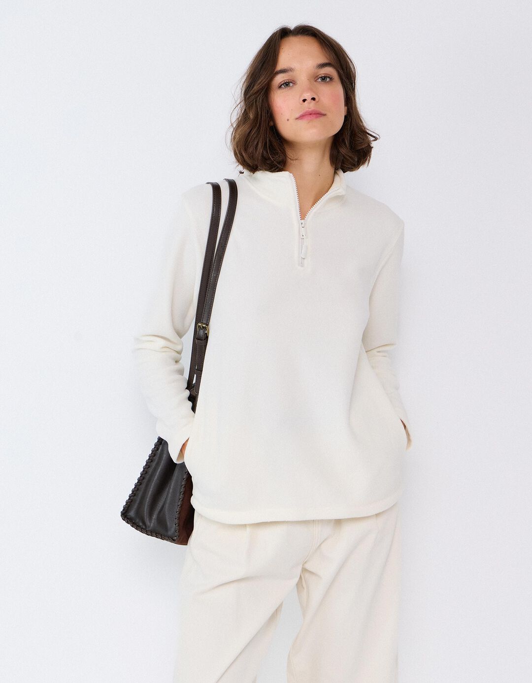 Camisola Polar, Mulher, Bege Claro