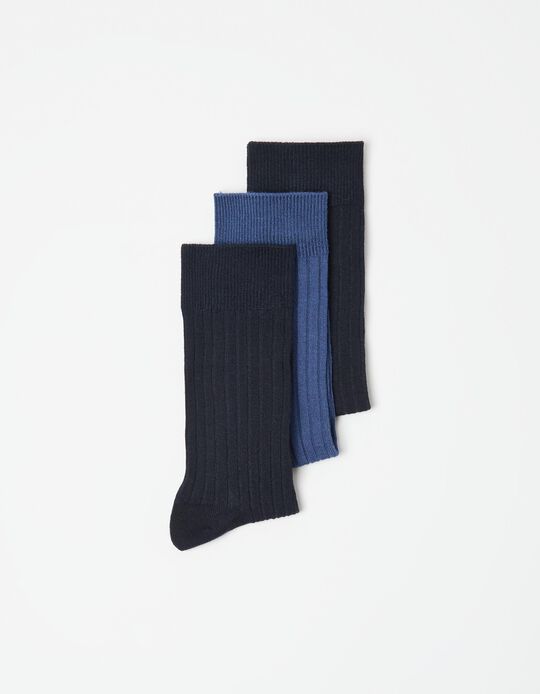 Comprar Online Pack 3 Pares de Meias Altas Caneladas, Homem, Multicor