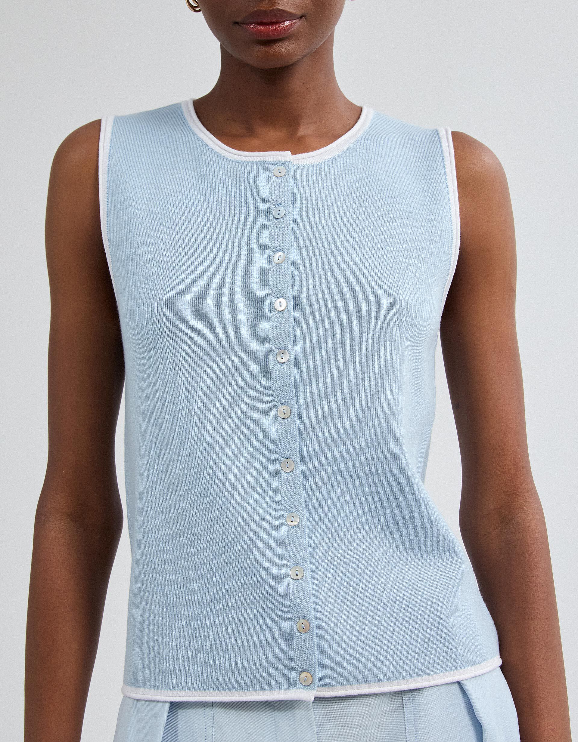 Comprar Online Colete Tricotado, Mulher, Azul Claro