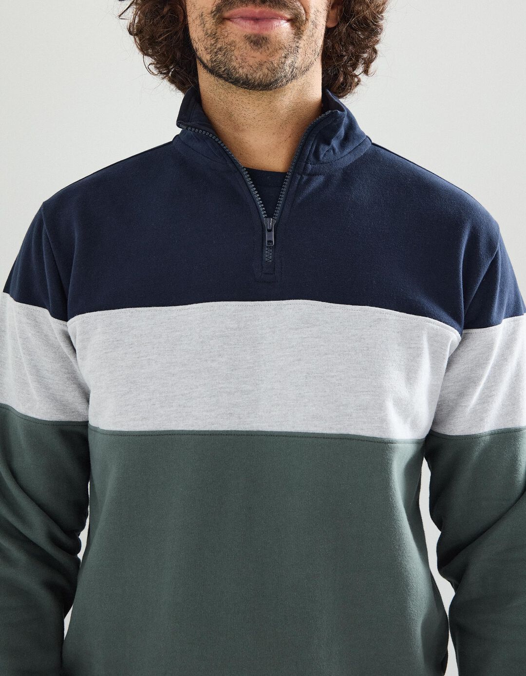 Sweatshirt com Fecho, Homem, Verde Escuro