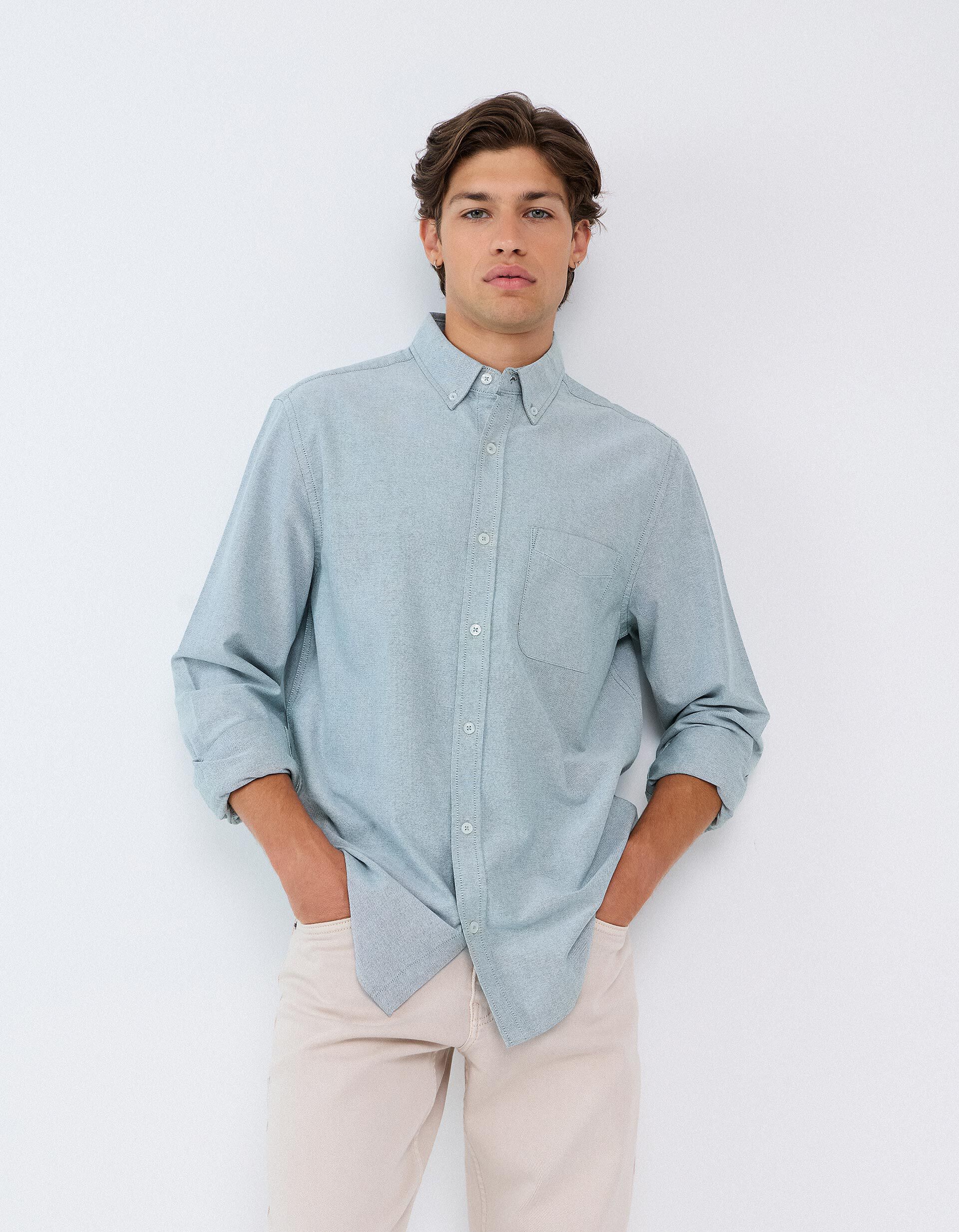 Camisa Oxford, Homem, Verde &Aacute;gua