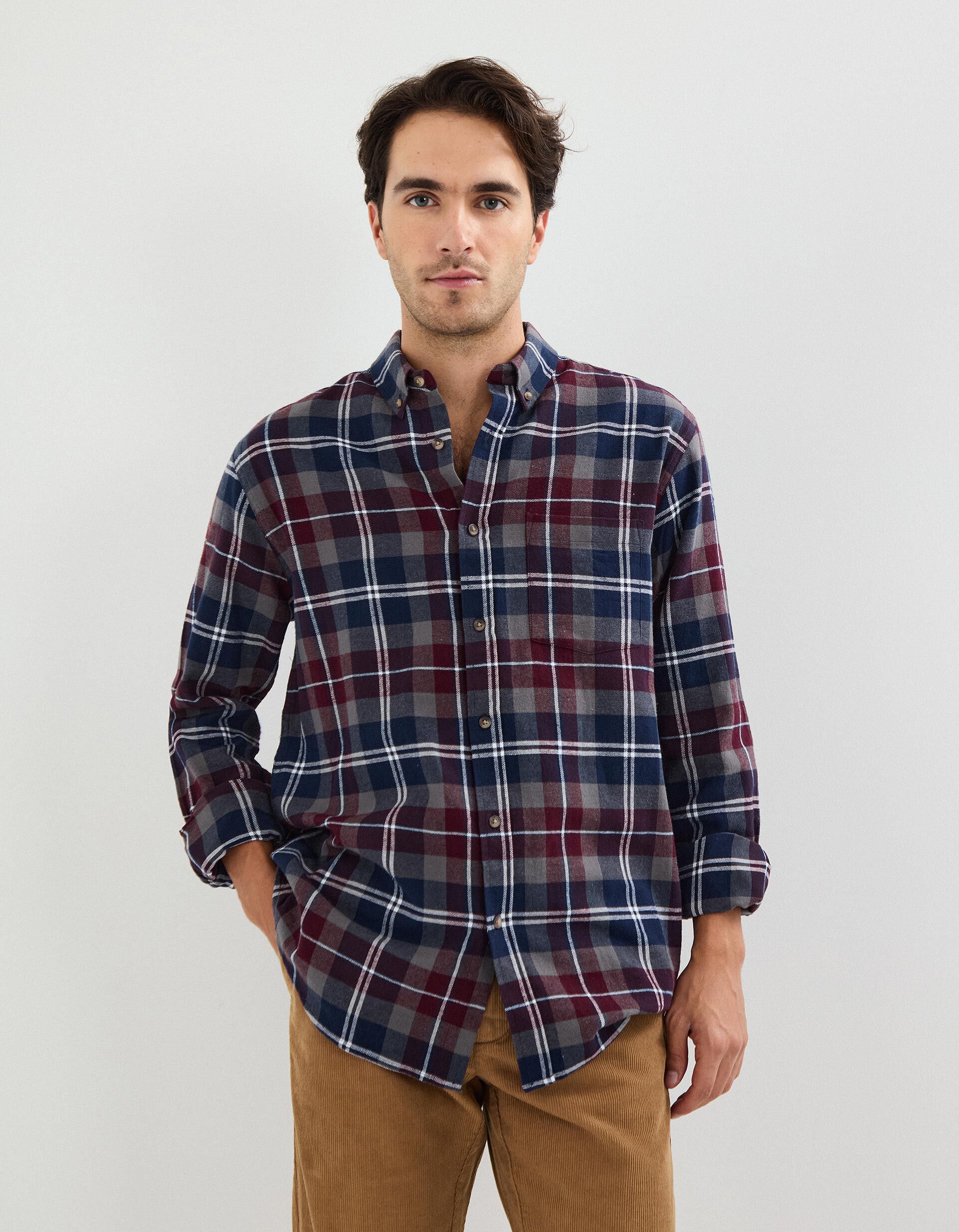 Comprar Online Camisa de Xadrez, Homem, Azul Escuro