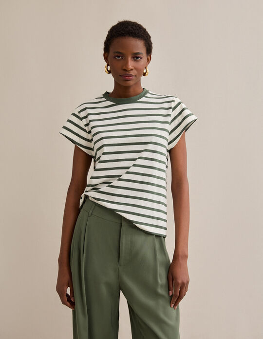 Comprar Online T-shirt Riscas, Mulher, Verde Escuro