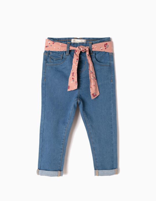 Jeans with Floral Belt