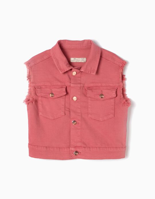 Waistcoat with Frayed Armholes, Pink