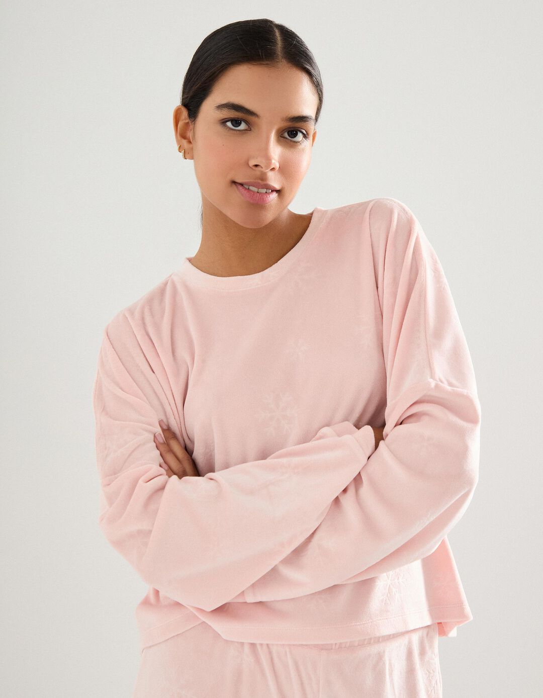 Pijama Veludo, Mulher, Rosa Claro
