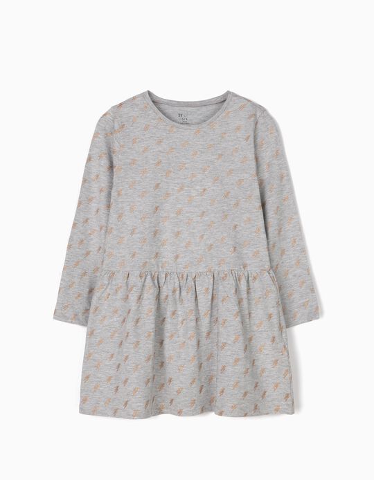 Grey & Gold Long-Sleeved Dress