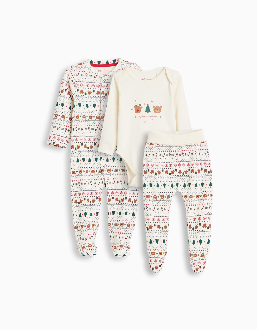 Conjunto 3 Pe&ccedil;as Natal, Menino, Bege Claro