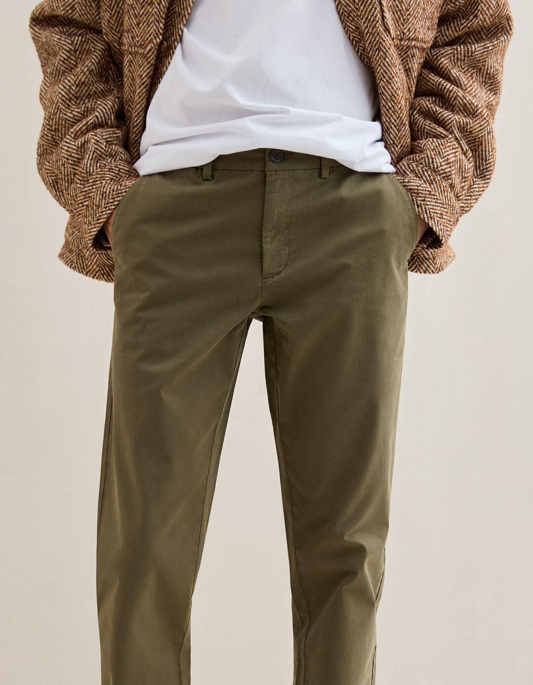 Calças Chino Slim, Homem, Verde Escuro