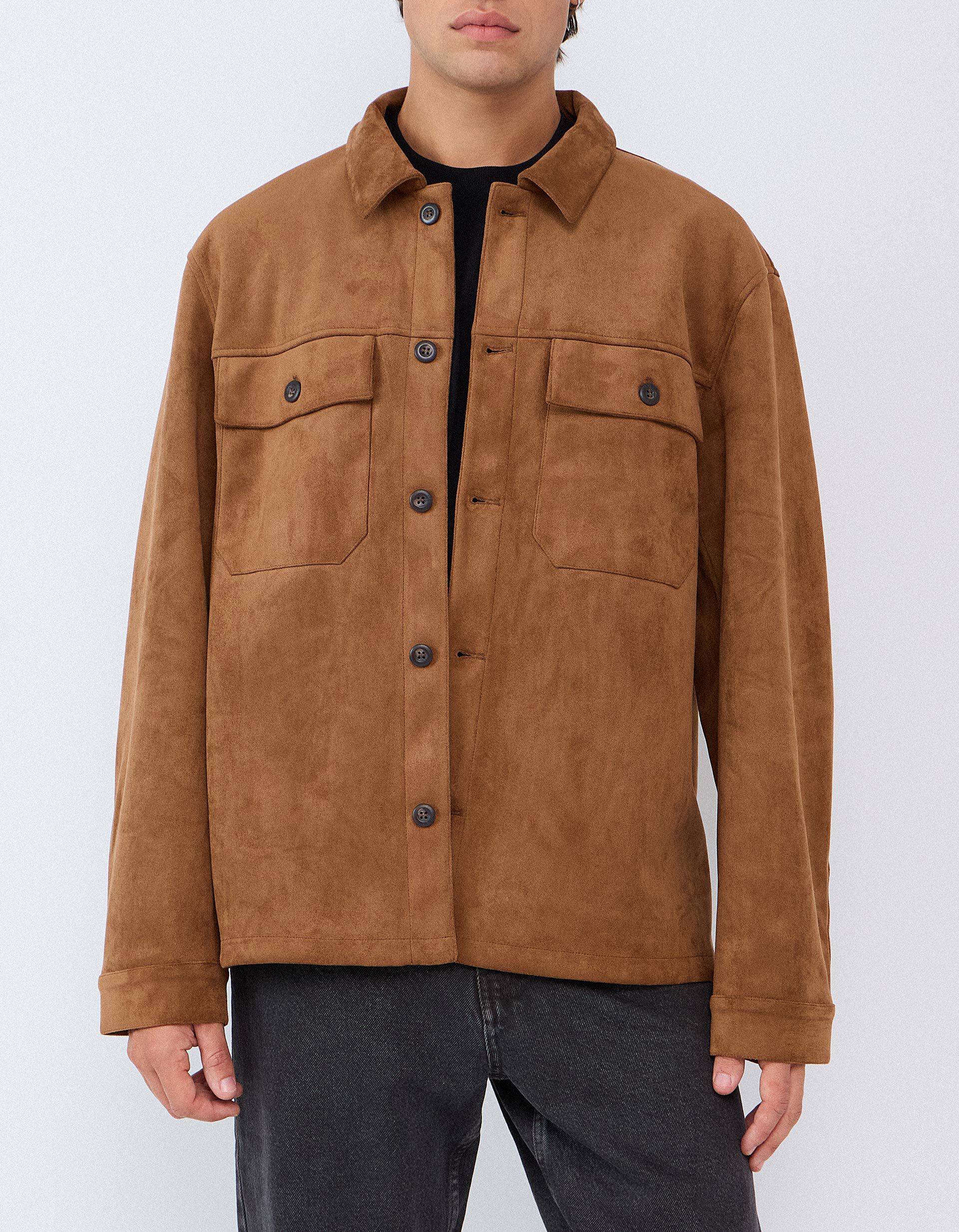 Comprar Online Sobrecamisa Efeito Camur&ccedil;a, Homem, Bege Escuro