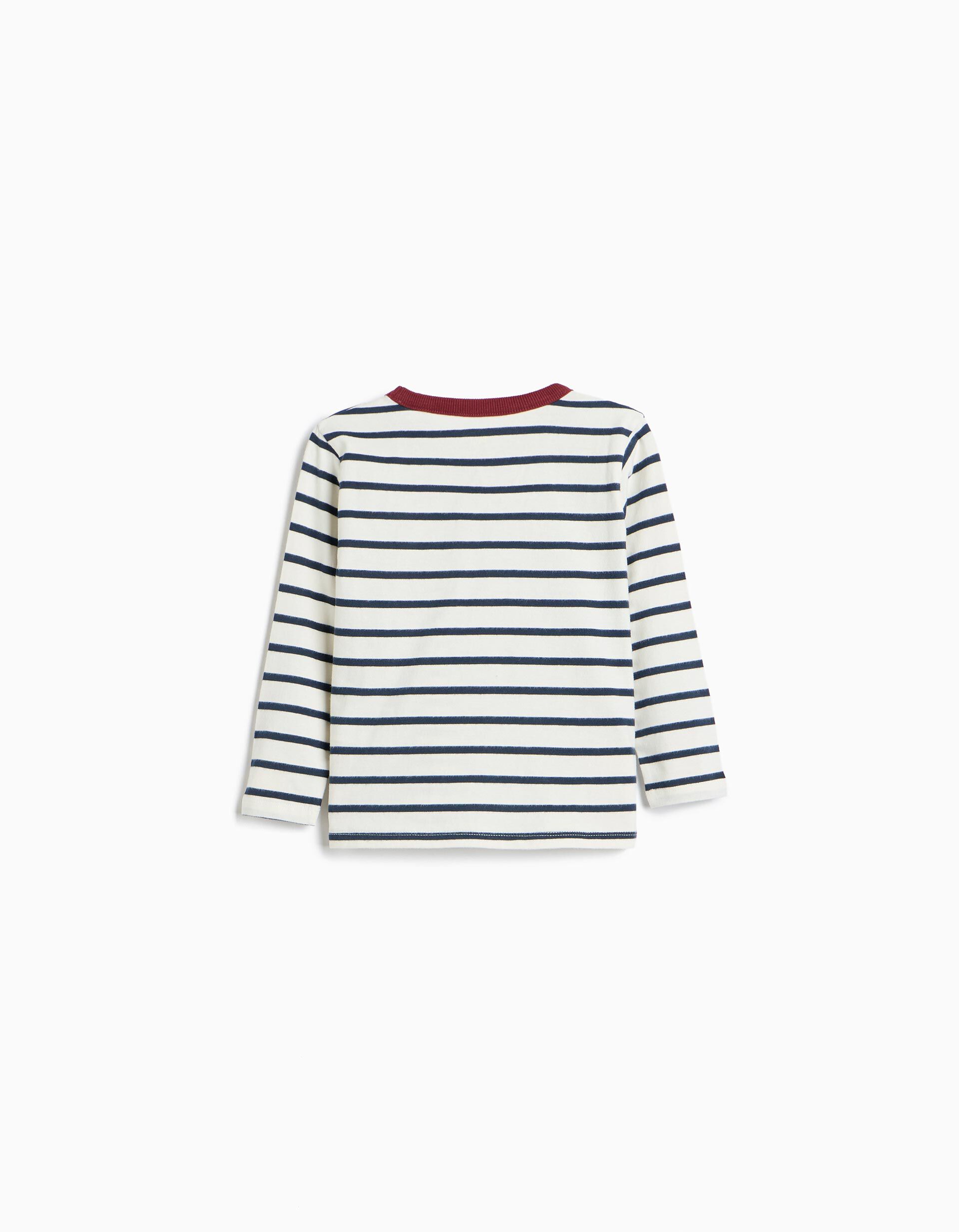 Comprar Online T-shirt De Manga Comprida &Agrave;s Riscas, Menino, Azul Escuro