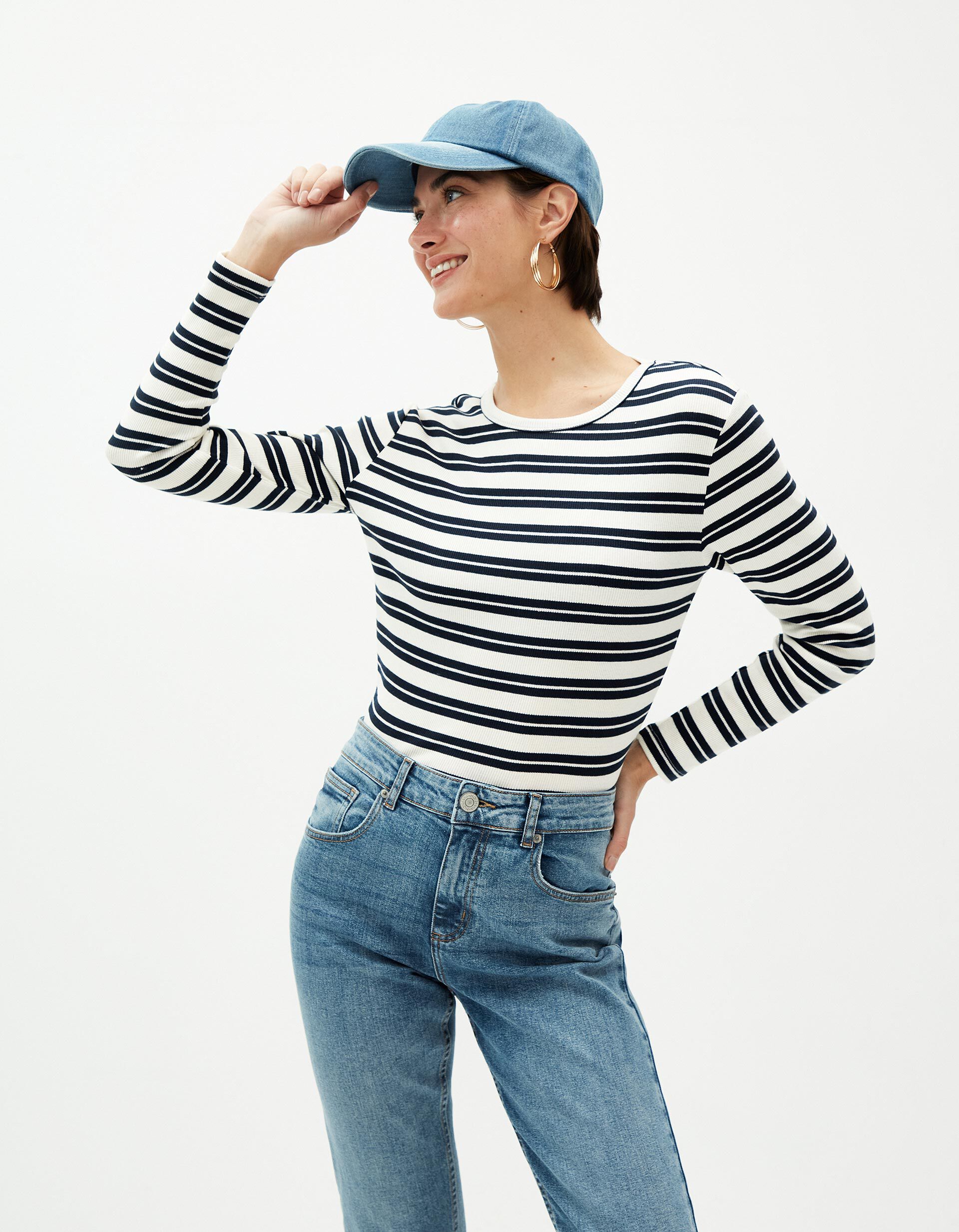 Comprar Online Camisola Riscas, Mulher, Azul Escuro