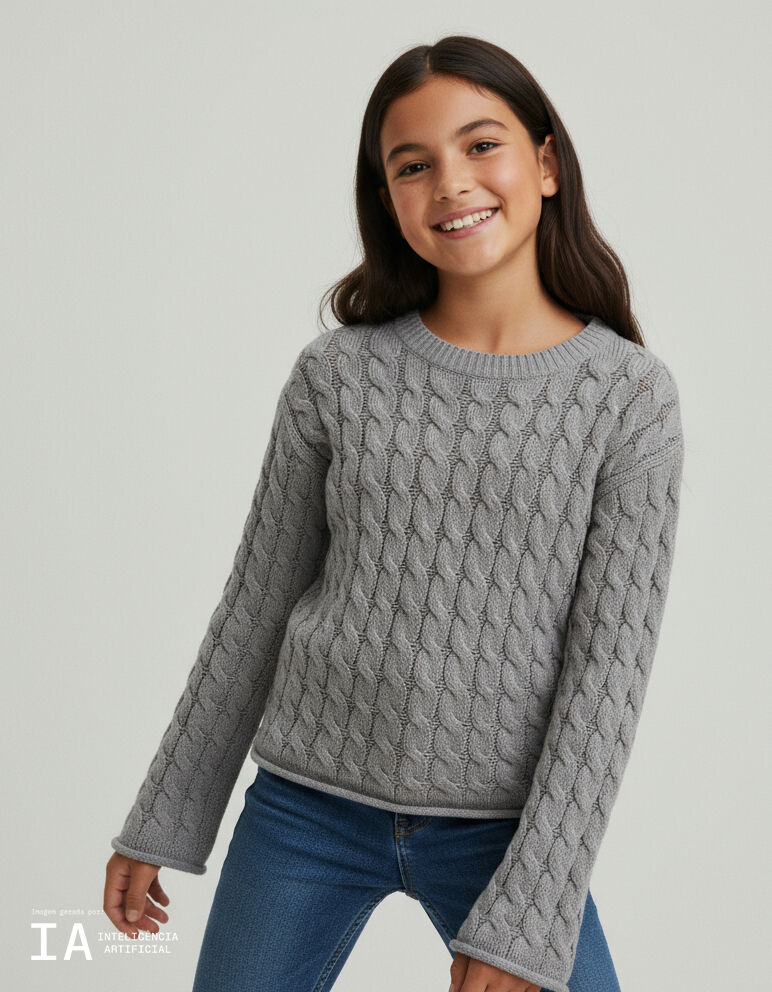 Comprar Online Camisola de Malha, Menina, Cinzento