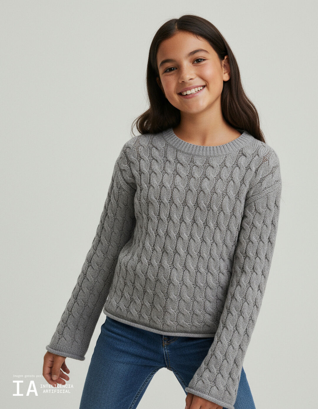 Camisola de Malha, Menina, Cinzento