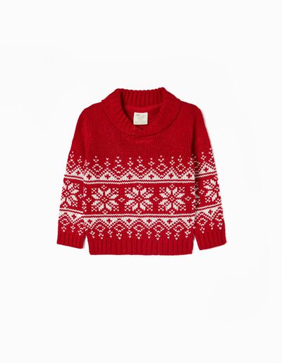 Jumper with Jacquard for Baby Boys, Red/White