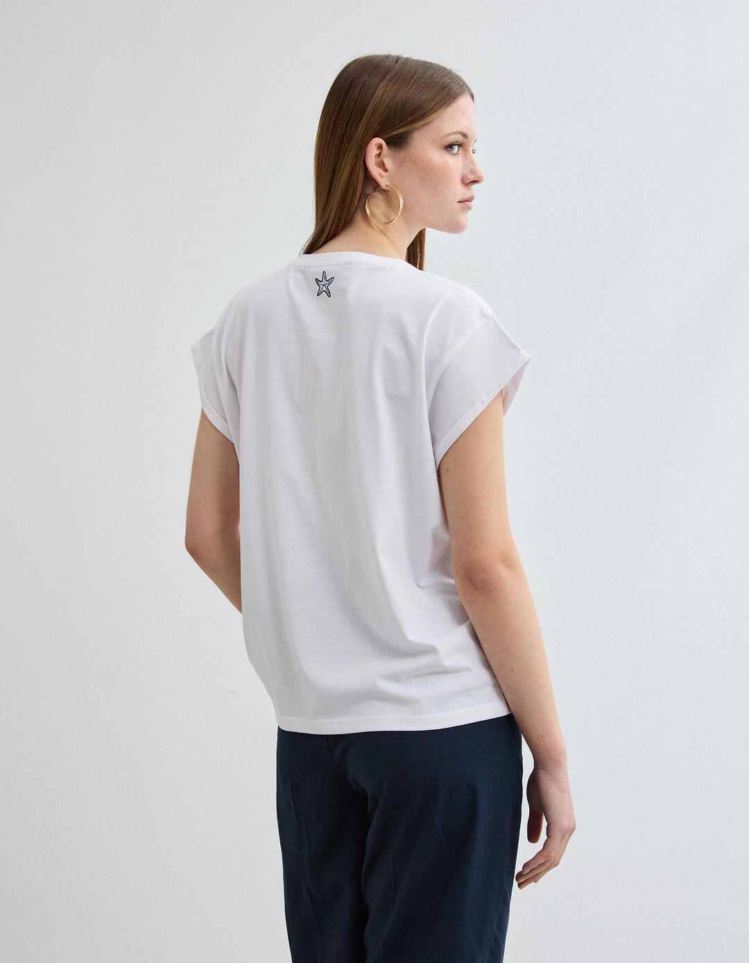 T-shirt Bordado, Mulher, Branco
