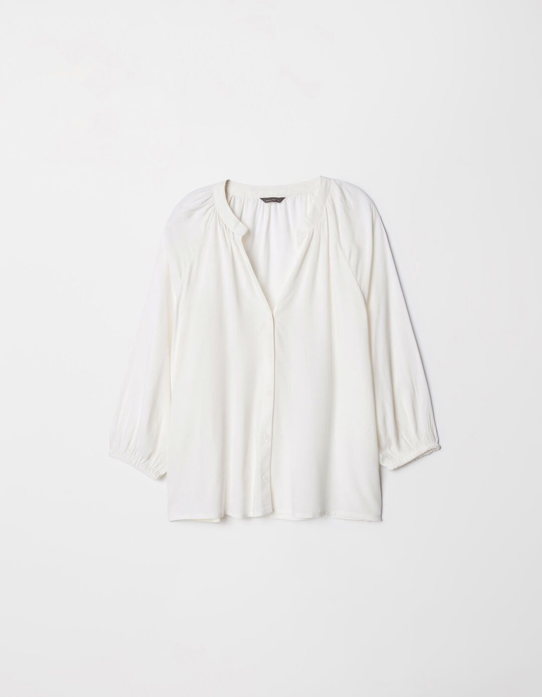 Blusa Decote em V, Mulher, Bege Claro 