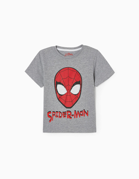 Cotton T-shirt for Boys 'Spiderman', Grey