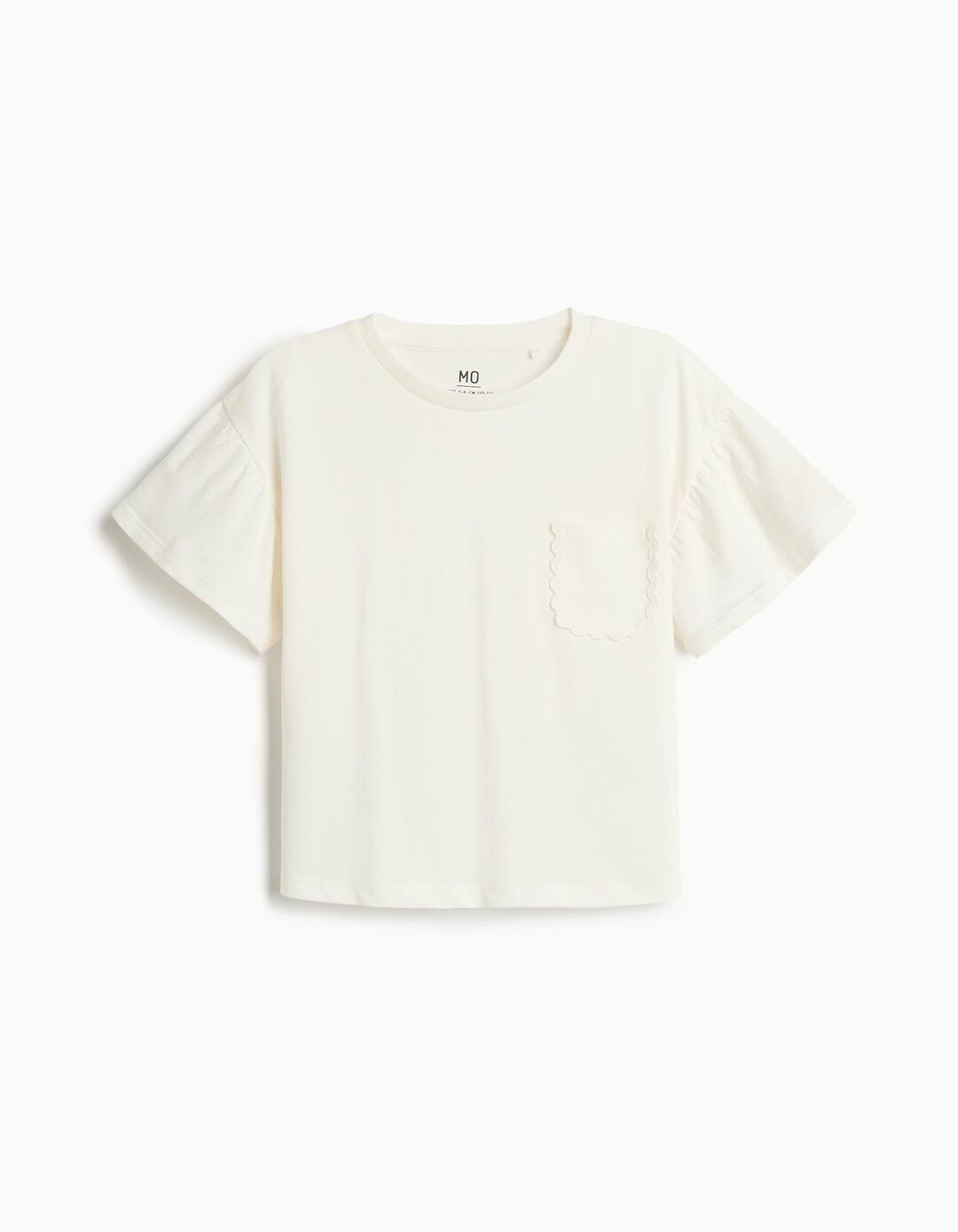 T-shirt com Bolso, Menina, Branco