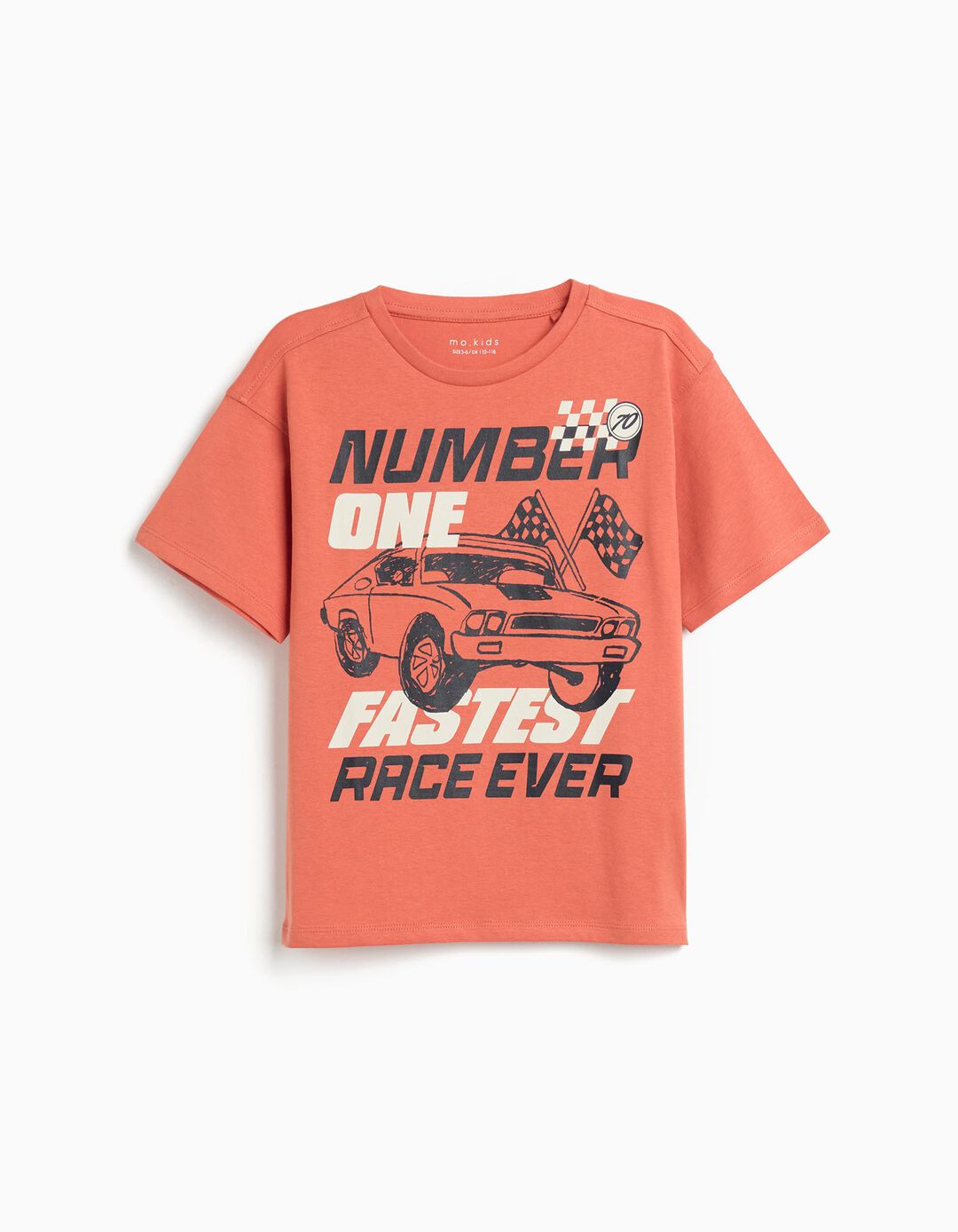T-shirt Print, Menino, Laranja Escuro