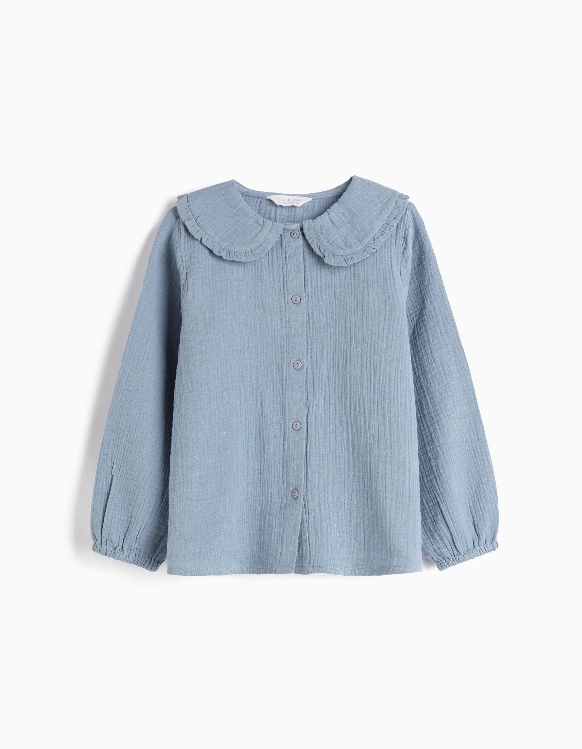 Blusa com Gola, Menina, Azul