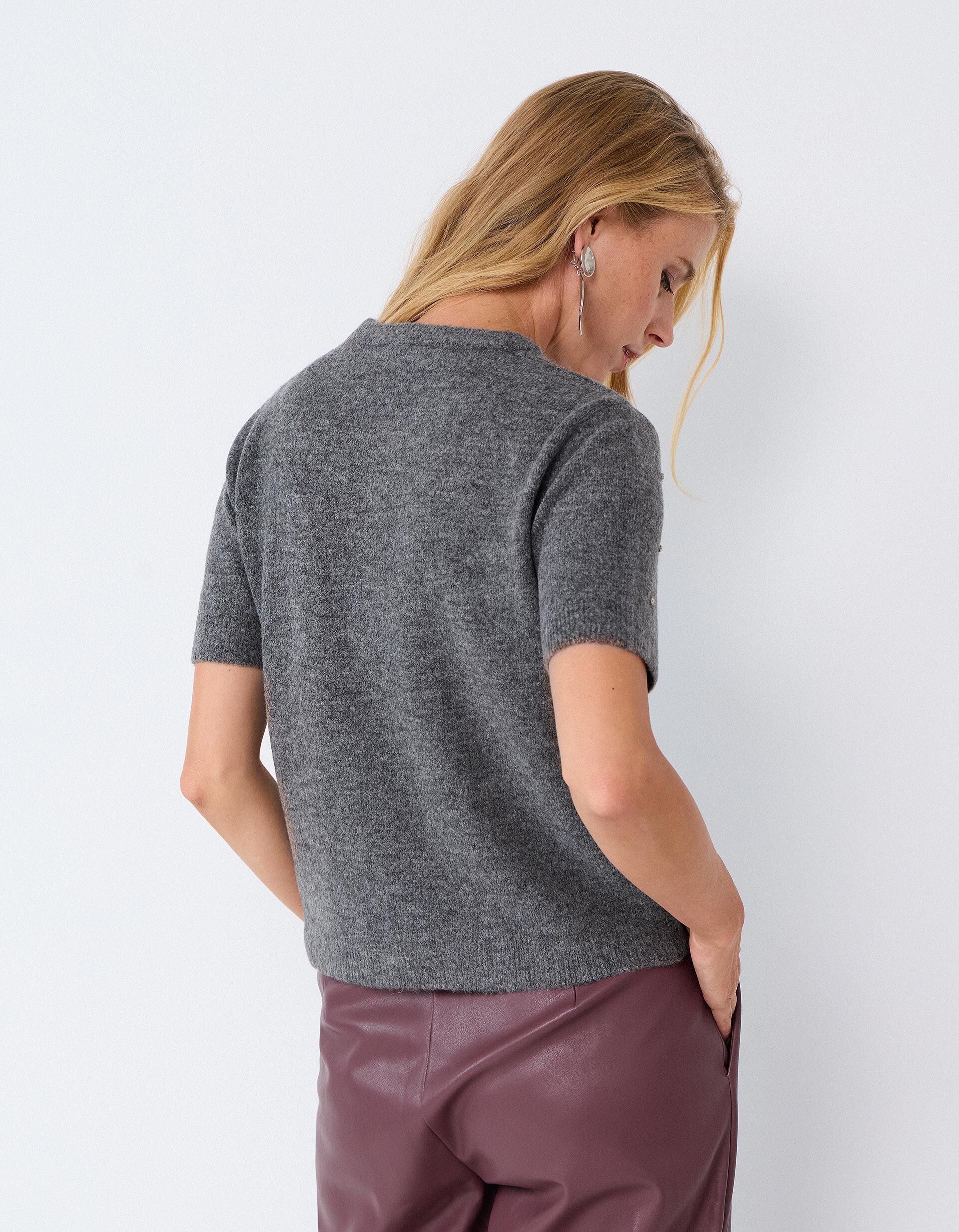 Comprar Online Camisola Tricotada Com Pedras, Mulher, Cinzento Escuro