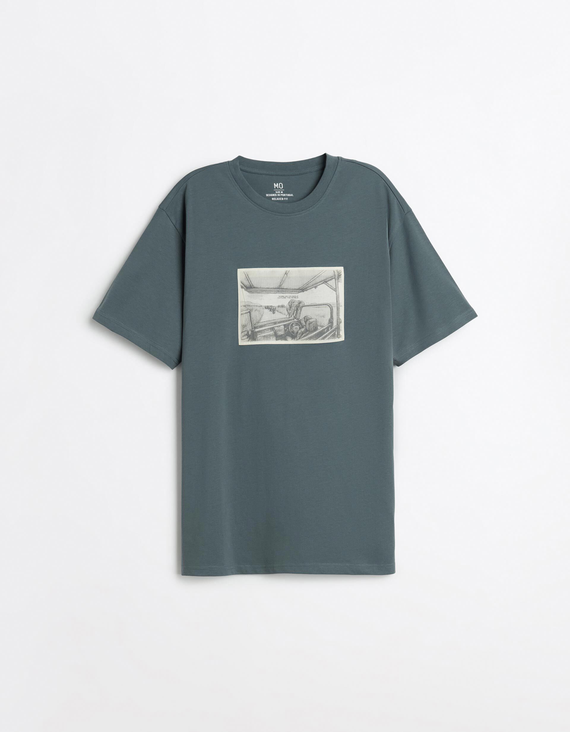 Comprar Online T-shirt Jersey Estampada, Homem, Azul Escuro