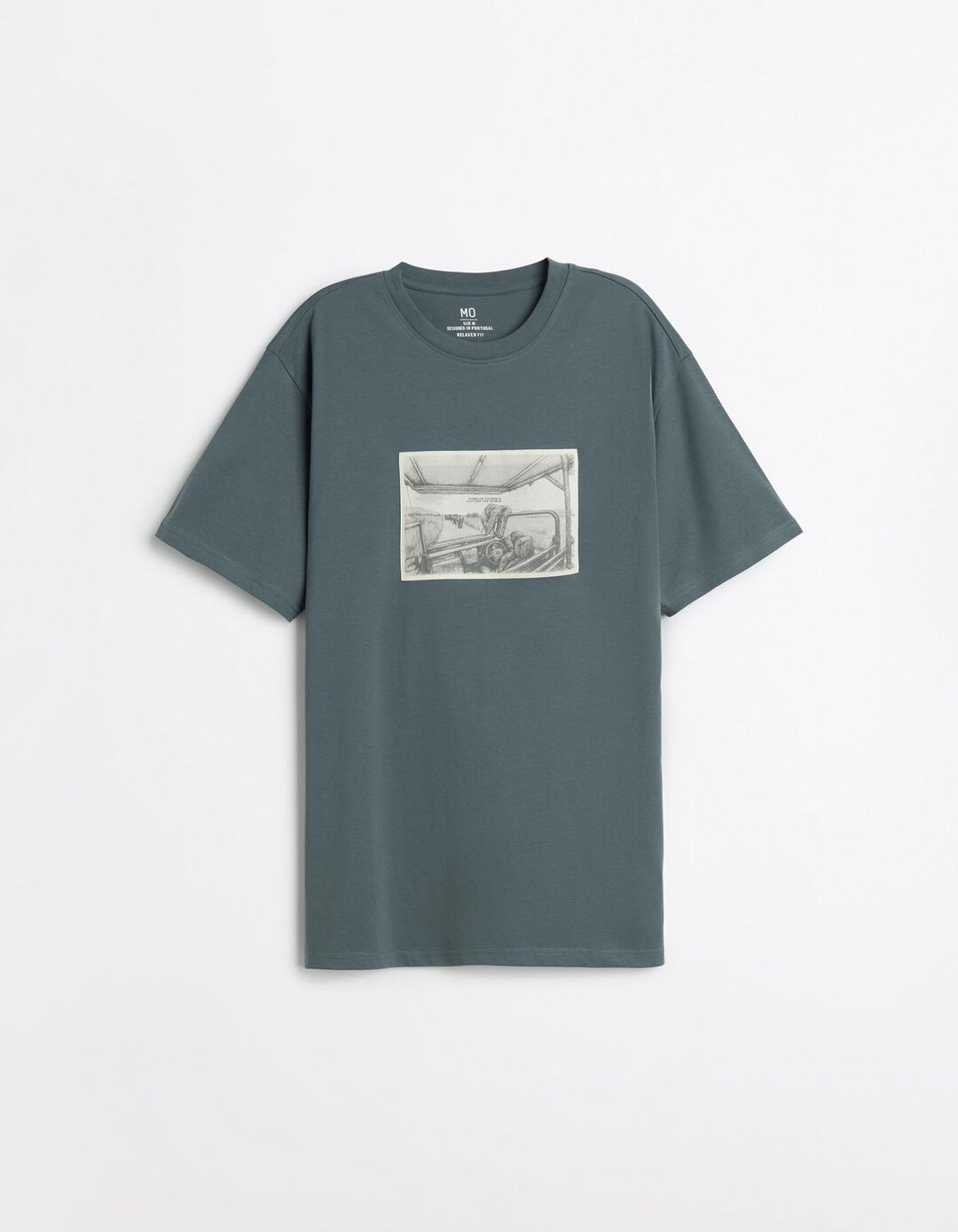 T-shirt Jersey Estampada, Homem, Azul Escuro