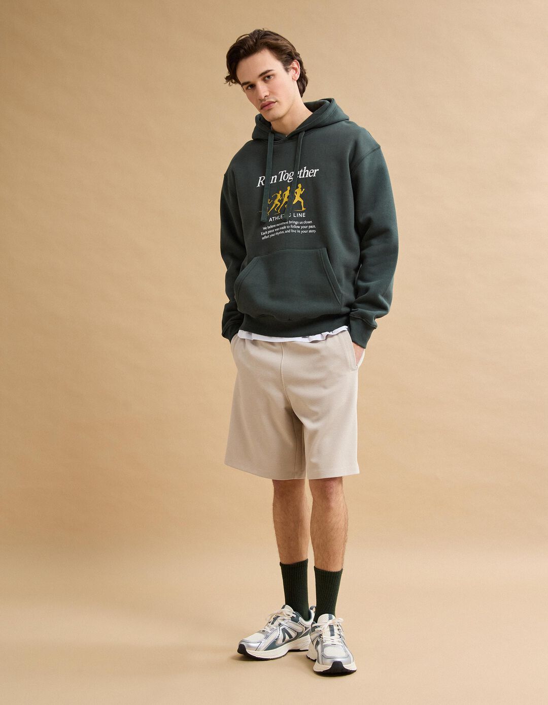 Sweatshirt Capuz, Homem, Verde Escuro