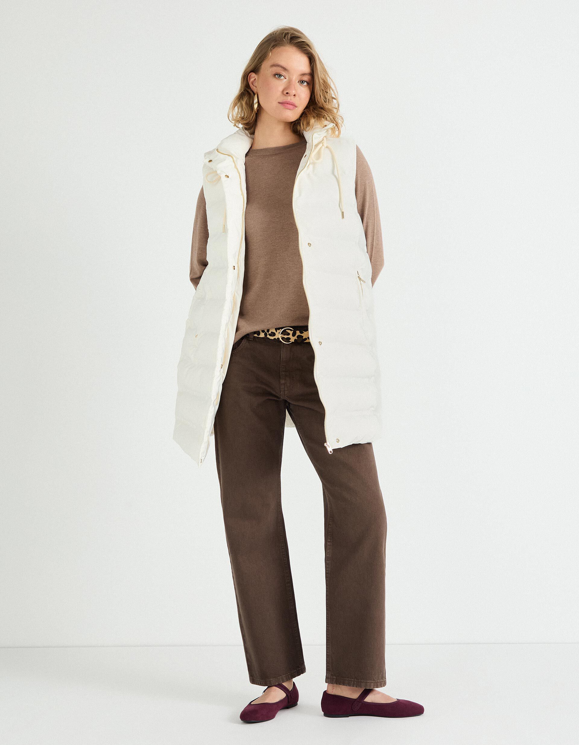 Comprar Online Colete Acolchoado Capuz, Mulher, Bege Claro