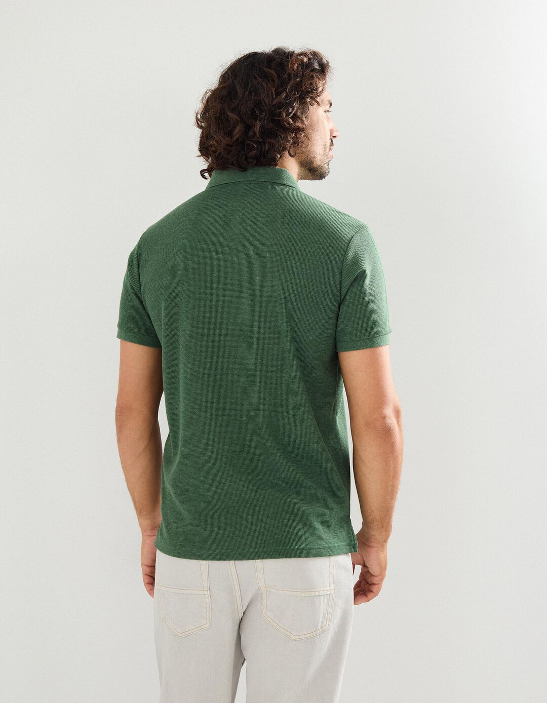 Polo Waffle, Homem, Verde Escuro
