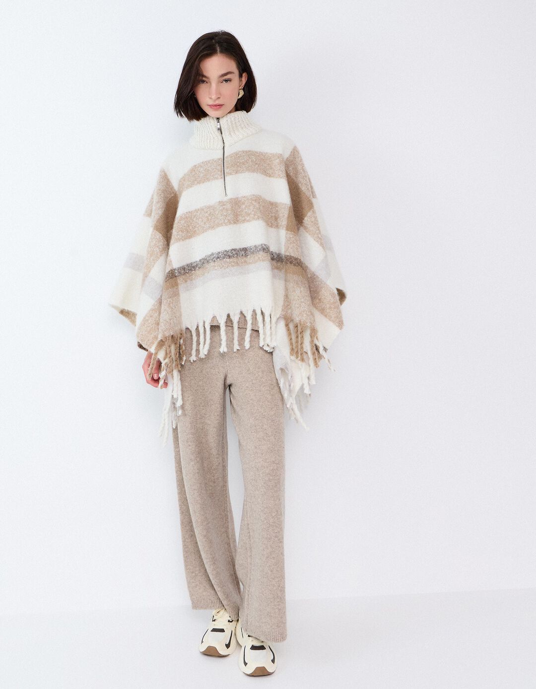 Poncho Tartan, Mulher, Branco