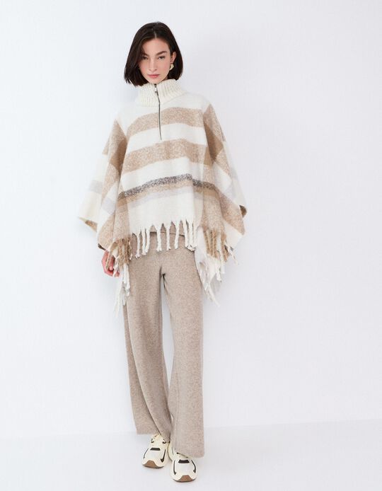 Comprar Online Poncho Tartan, Mulher, Branco
