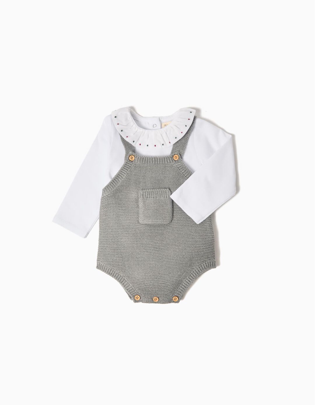 Conjunto Body e Macacão, Recém-Nascido, Cinzento 