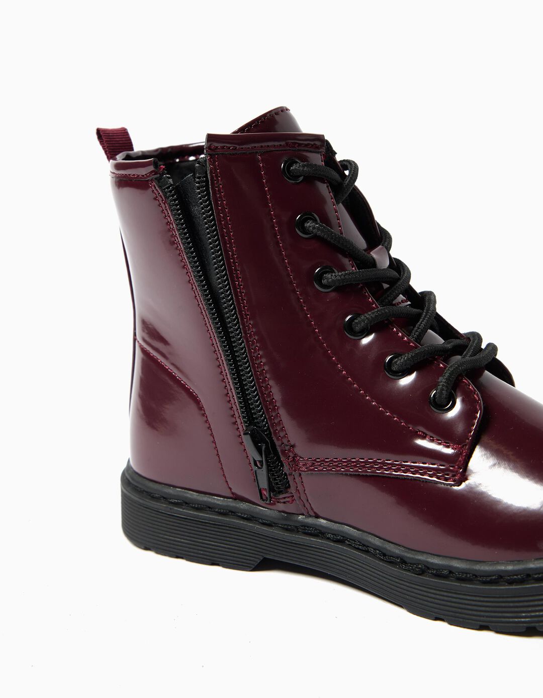 Botas Estilo Militar, Menina, Vermelho Escuro 